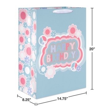 American Greetings Happy Birthday Flowers Jumbo Mint Birthday Gift Bag