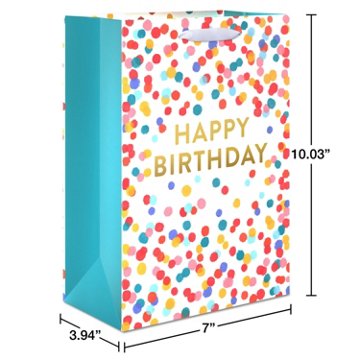 American Greetings Scattered Confetti Medium White Birthday Gift Bag