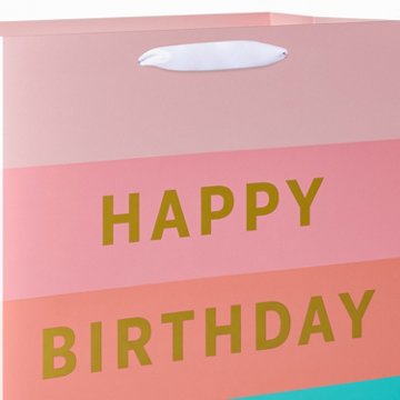 American Greetings Stripes Extra Large Pink & Teal Birthday Gift Bag