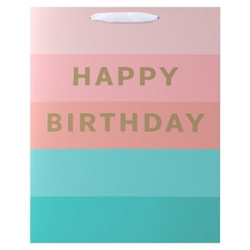 American Greetings Stripes Extra Large Pink & Teal Birthday Gift Bag