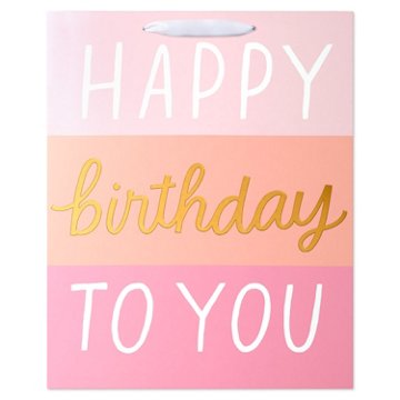 American Greetings Pink & Orange Stripe Birthday Extra Large Gift Bags