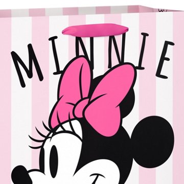 American Greetings Pink & White Stripes Large Minnie Mouse Pink Gift Bag