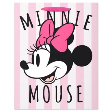 American Greetings Pink & White Stripes Large Minnie Mouse Pink Gift Bag