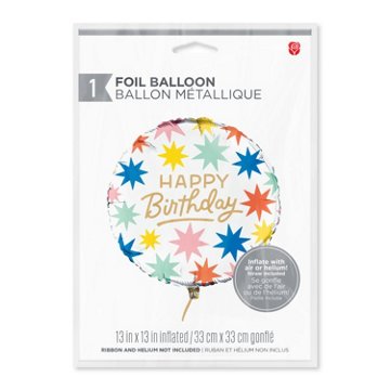 American Greetings Colorful Starburst Happy Birthday Uninflated Foil Balloon with Inflation Straw