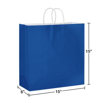 American Greetings Royal Blue All Occasion Jumbo Square Gift Bag, 6" x 15" x 15"