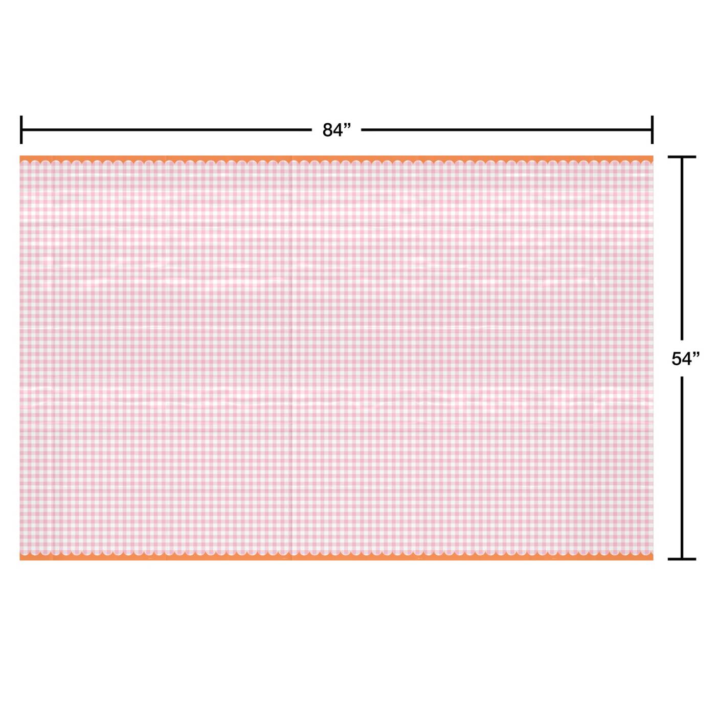 American Greetings Pink Gingham Plastic Table Cover; image 2 of 3