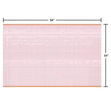 American Greetings Pink Gingham Plastic Table Cover, 84" x 54"