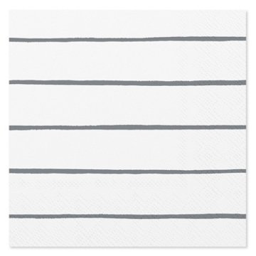 American Greetings Silver Stripes on White Beverage Napkins, 20 ct