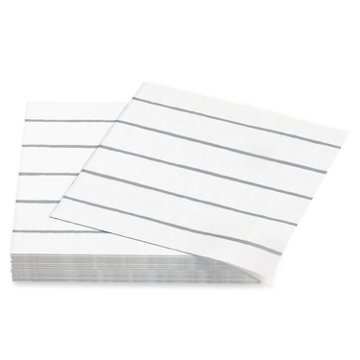 American Greetings Silver Stripes on White Beverage Napkins, 20 ct