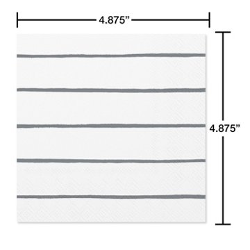 American Greetings Silver Stripes on White Beverage Napkins, 20 ct