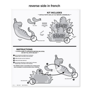 American Greetings Giant Dinosaur “RAWR!” Uninflated Mylar Balloon Kit with Inflation Straw