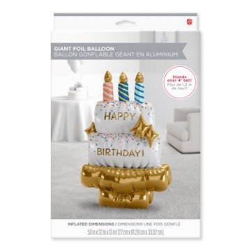 American Greetings Cake “Happy Birthday” Giant Uninflated Mylar Balloon Kit with Inflation Straw