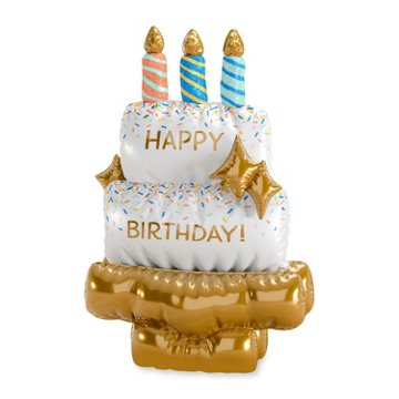 American Greetings Cake “Happy Birthday” Giant Uninflated Mylar Balloon Kit with Inflation Straw