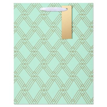American Greetings Geometric Pattern Large Mint Gift Bag with Hang Tag