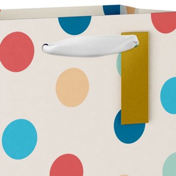 American Greetings Multi-Color Dot Ivory Small Gift Bag with Tag