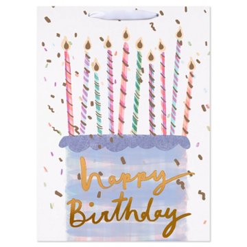 American Greetings Cake & Candles Jumbo White Birthday Gift Bag for Her