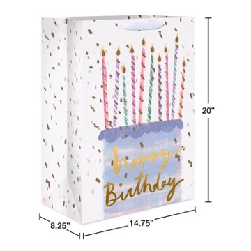 American Greetings Cake & Candles Jumbo White Birthday Gift Bag for Her