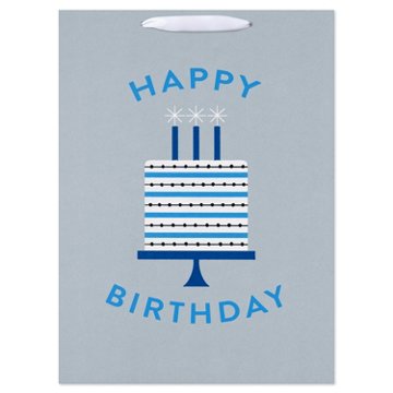 American Greetings Happy Birthday Cake Grey Birthday Jumbo Gift Bag for Him