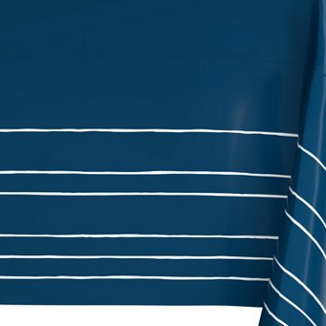 American Greetings Navy with White Stripes Plastic Table Cover, 84" x 54"