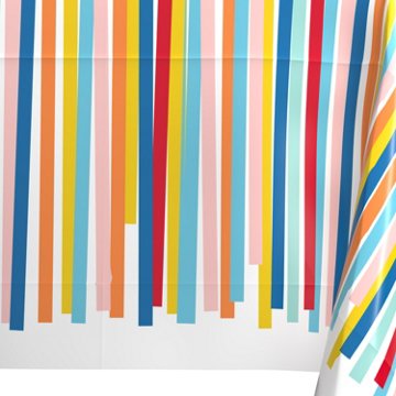 American Greetings Colorful Streamers Birthday Plastic Table Cover, 84" x 54"