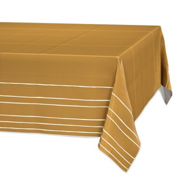 American Greetings Gold with White Stripes Plastic Table Cover, 84" x 54"