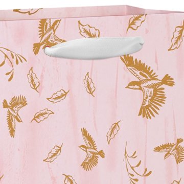 American Greetings Gold Birds Light Pink Everyday Small Gift Bag