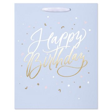 American Greetings Happy Birthday Script Lavender Large Gift Bag