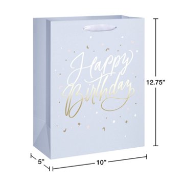 American Greetings Happy Birthday Script Lavender Large Gift Bag