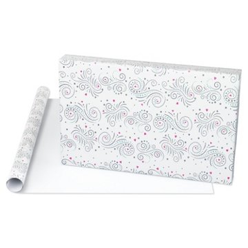 American Greetings Hearts and Swirls Wedding Wrapping Paper, 15 sq. ft.