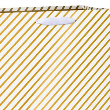 American Greetings Gold & White Diagonal Stripes Large Wedding Gift Bag