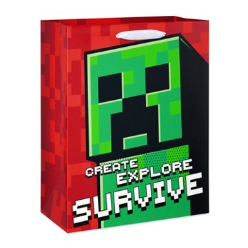 American Greetings Large Red Minecraft Gift Bag