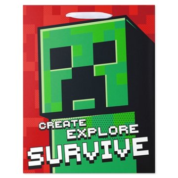 American Greetings Large Red Minecraft Gift Bag