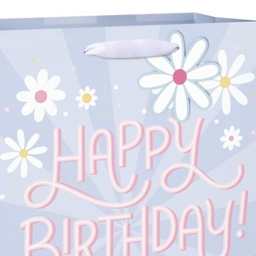 American Greetings Happy Birthday Lavender Daisy Large Gift Bag, 5" x 12.75" x 10"