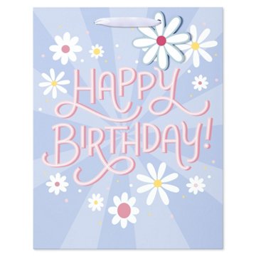 American Greetings Happy Birthday Lavender Daisy Large Gift Bag, 5" x 12.75" x 10"