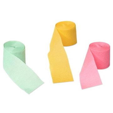 American Greetings Pink, Yellow, & Green Crepe Paper Streamers, 30' x 1.87''