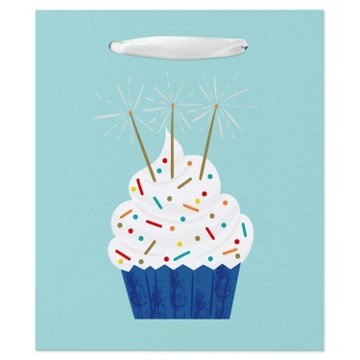 American Greetings Cupcake On Teal Small Birthday Gift Bag, 3" x 6.5" x 5.5"