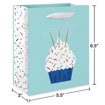 American Greetings Cupcake On Teal Small Birthday Gift Bag, 3" x 6.5" x 5.5"