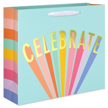 American Greetings Celebrate Teal Everyday Large Horizontal Gift Bag , 5" x 10" x 12.75"
