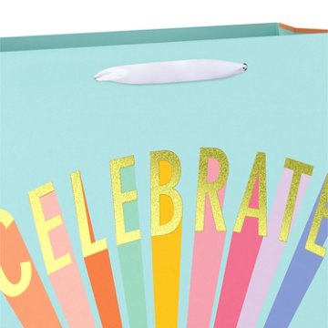 American Greetings Celebrate Teal Everyday Large Horizontal Gift Bag , 5" x 10" x 12.75"