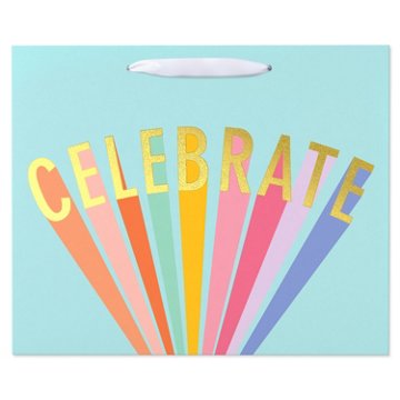 American Greetings Celebrate Teal Everyday Large Horizontal Gift Bag , 5" x 10" x 12.75"