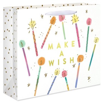 American Greetings Make A Wish Birthday Large Horizontal Gift Bag, 5" x 10" x 12.75"