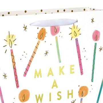 American Greetings Make A Wish Birthday Large Horizontal Gift Bag, 5" x 10" x 12.75"