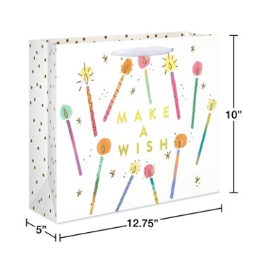 American Greetings Make A Wish Birthday Large Horizontal Gift Bag, 5" x 10" x 12.75"