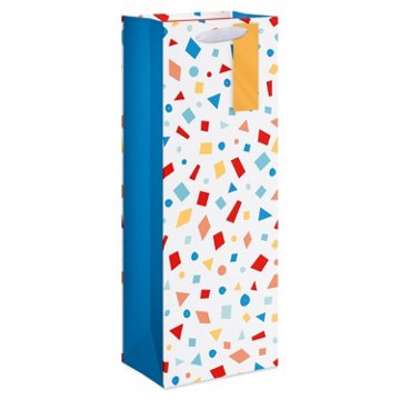 American Greetings  Multi-color Confetti White Beverage Gift Bag with Hang Tag, 3.25" x 12.75" x 4.75"