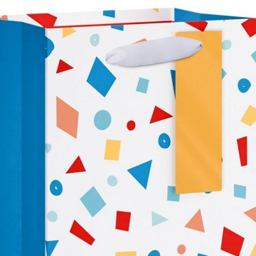 American Greetings  Multi-color Confetti White Beverage Gift Bag with Hang Tag, 3.25" x 12.75" x 4.75"