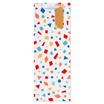 American Greetings  Multi-color Confetti White Beverage Gift Bag with Hang Tag, 3.25" x 12.75" x 4.75"