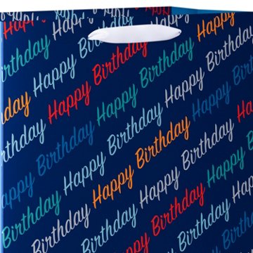 American Greetings Happy Birthday Script Extra Large Blue Gift Bag, 5.75" x 15.5" x 12.5"