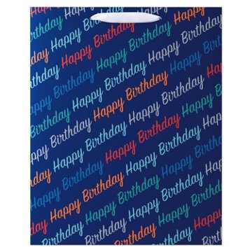 American Greetings Happy Birthday Script Extra Large Blue Gift Bag, 5.75" x 15.5" x 12.5"