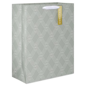 American Greetings Diamond Geometric Pattern with Tag Wedding Extra Large Gift Bag, 5.75" x 15.5" x 12.5"