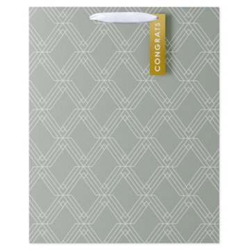 American Greetings Diamond Geometric Pattern with Tag Wedding Extra Large Gift Bag, 5.75" x 15.5" x 12.5"